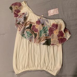 Free People Annka Ruffle One-Shoulder Tank